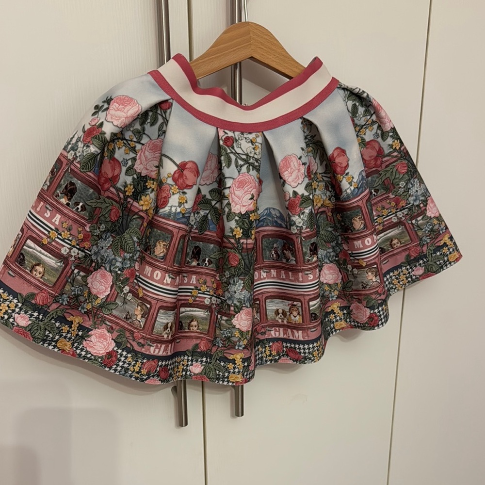 Monnalisa Pink floral neoprene skirt